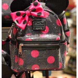 Loungefly Pink and Black Minnie Mouse Backpack